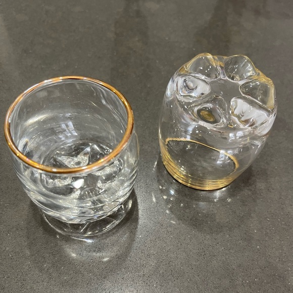 Lowball glasses. A Pair! Gold foil at rim and footed. Well weighted for balance! - Picture 2 of 7